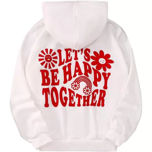 WDIRARA Girl's Cartoon Letter Graphic Print Hoodie Long Sleeve Sweatshirt Pullovers