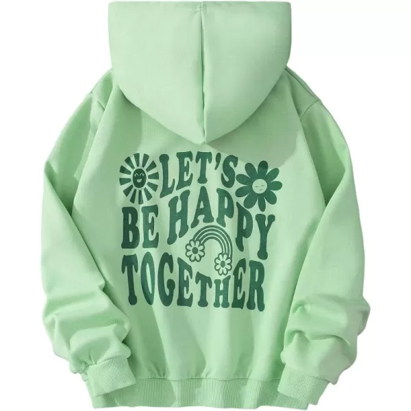 WDIRARA Girl's Cartoon Letter Graphic Print Hoodie Long Sleeve Sweatshirt Pullovers