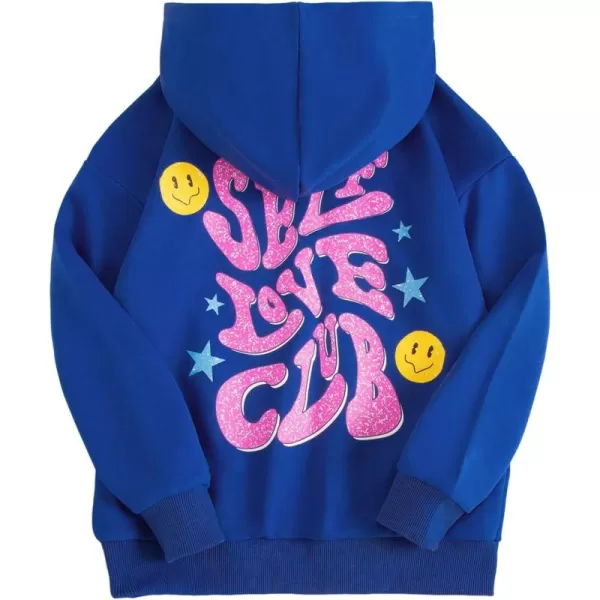 WDIRARA Girl's Cartoon Letter Graphic Print Hoodie Long Sleeve Sweatshirt Pullovers