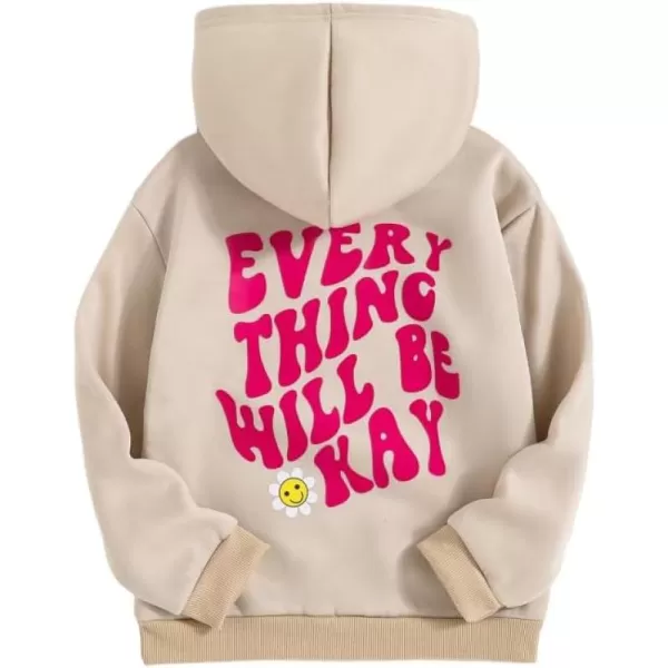 WDIRARA Girl's Cartoon Letter Graphic Print Hoodie Long Sleeve Sweatshirt Pullovers