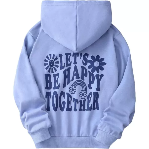 WDIRARA Girl's Cartoon Letter Graphic Print Hoodie Long Sleeve Sweatshirt Pullovers