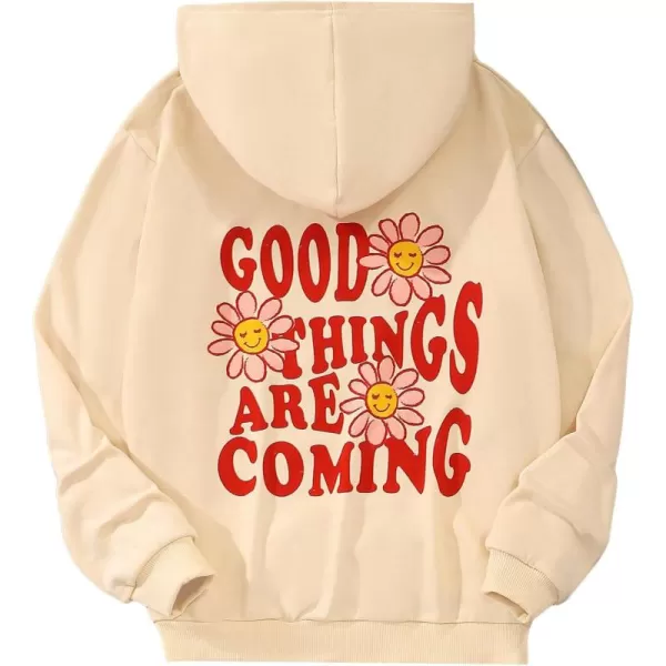 WDIRARA Girl's Cartoon Letter Graphic Print Hoodie Long Sleeve Sweatshirt Pullovers
