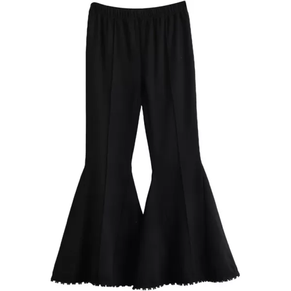 WDIRARA Girl's Elastic High Waist Flare Bell Bottom Stretchy Casual Long Pants