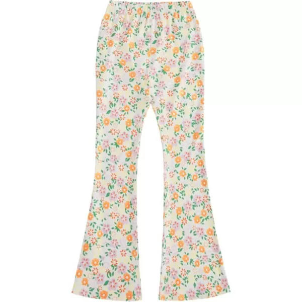 WDIRARA Girl's Floral Print Elastic Waist Flare Bell Bottom Pants Stretchy Long Pants