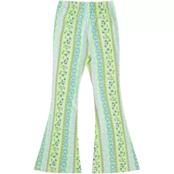 WDIRARA Girl's Floral Print Elastic Waist Flare Bell Bottom Pants Stretchy Long Pants