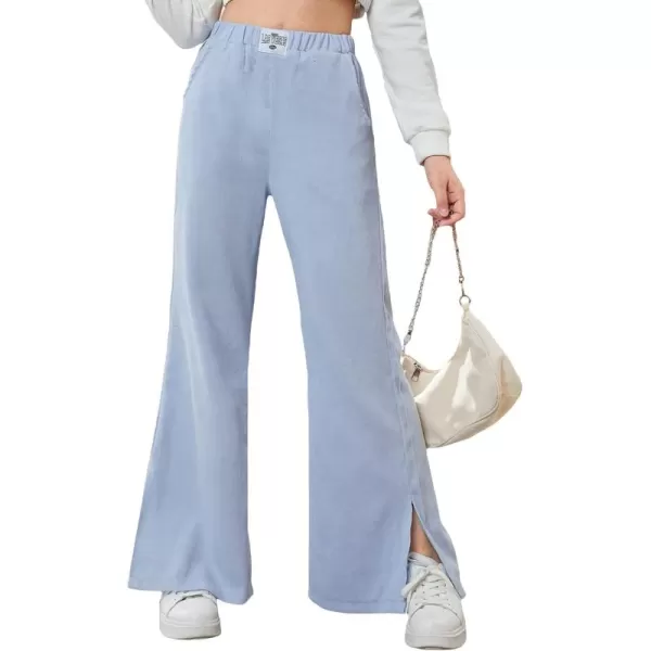 WDIRARA Girl's High Waisted Ripped Raw Hem Flare Bell Bottom Jeans Denim Pants