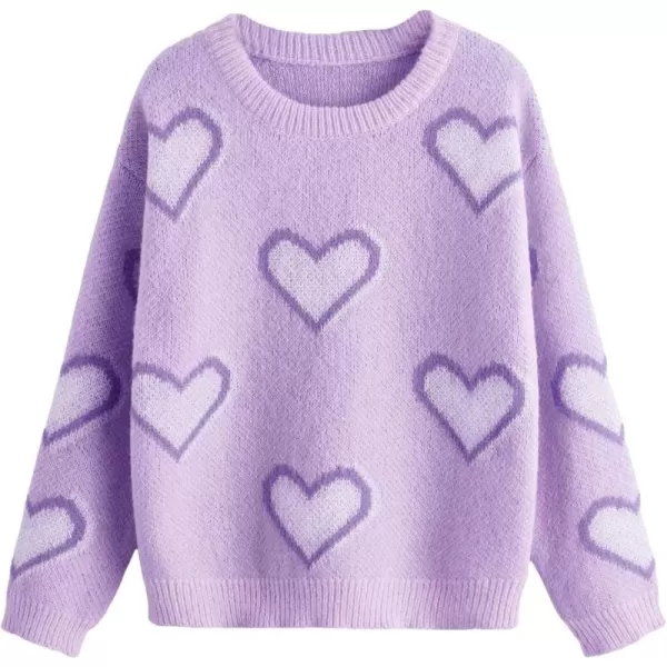 WDIRARA Girl's Star Pattern Round Neck Long Sleeve Sweater Casual Tops