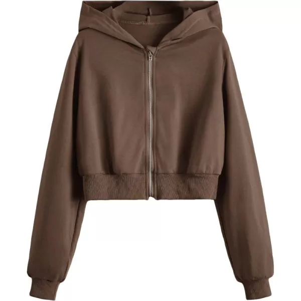 WDIRARA Girl's Zip Front Hoodie Pocket Casual Long Sleeve Sweatshirt Tops
