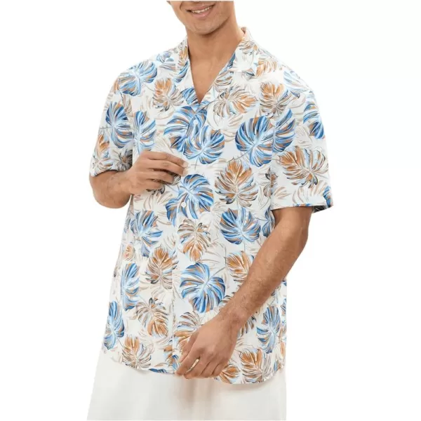 WDIRARA Men's Allover Printed Button Front Collar Hawaii Short Sleeve Colorblock Shirt
