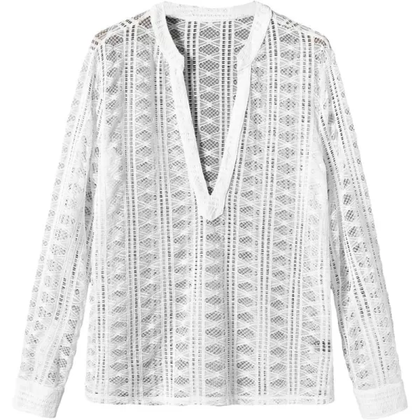 WDIRARA Men's Fishnet Sheer Long Sleeve Notched Neck Hollow Out See Through Shirt