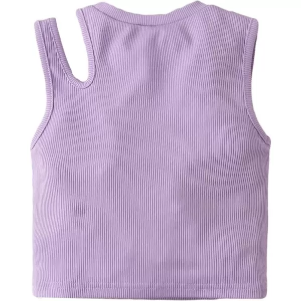 WDIRARA Toddler Girl's Cut Out Asymmetrical Round Neck Sleeveless Rib Knit Tank Top