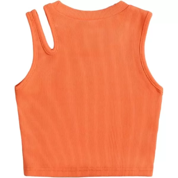 WDIRARA Toddler Girl's Cut Out Asymmetrical Round Neck Sleeveless Rib Knit Tank Top