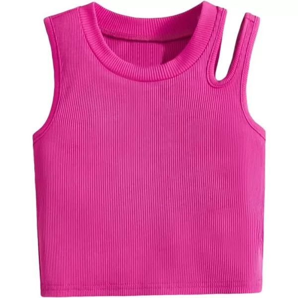 WDIRARA Toddler Girl's Cut Out Asymmetrical Round Neck Sleeveless Rib Knit Tank Top
