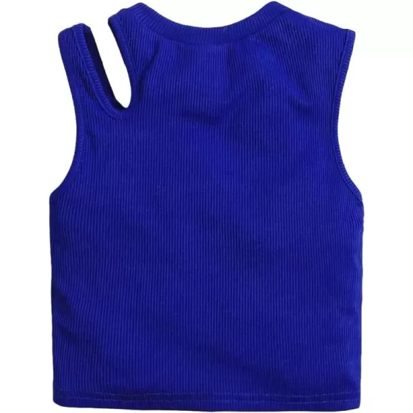 WDIRARA Toddler Girl's Cut Out Asymmetrical Round Neck Sleeveless Rib Knit Tank Top