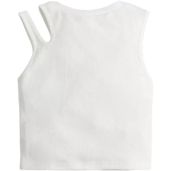 WDIRARA Toddler Girl's Cut Out Asymmetrical Round Neck Sleeveless Rib Knit Tank Top