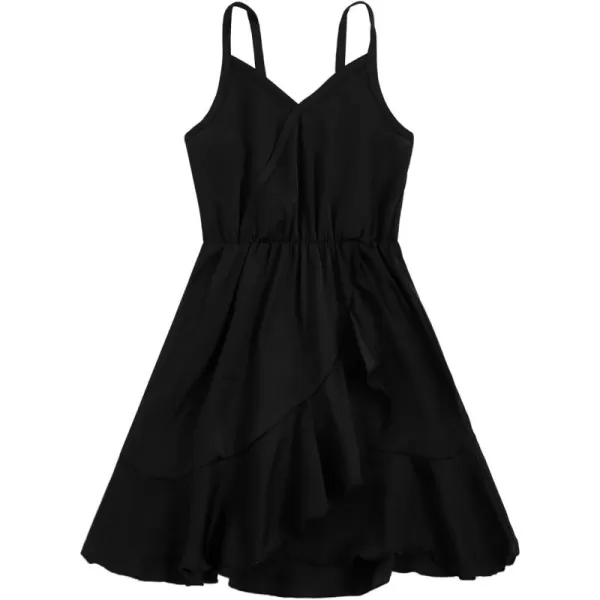 WDIRARA Toddler Girl's Striped Sleeveless Wrap Ruffle Hem High Waist Cami Dress