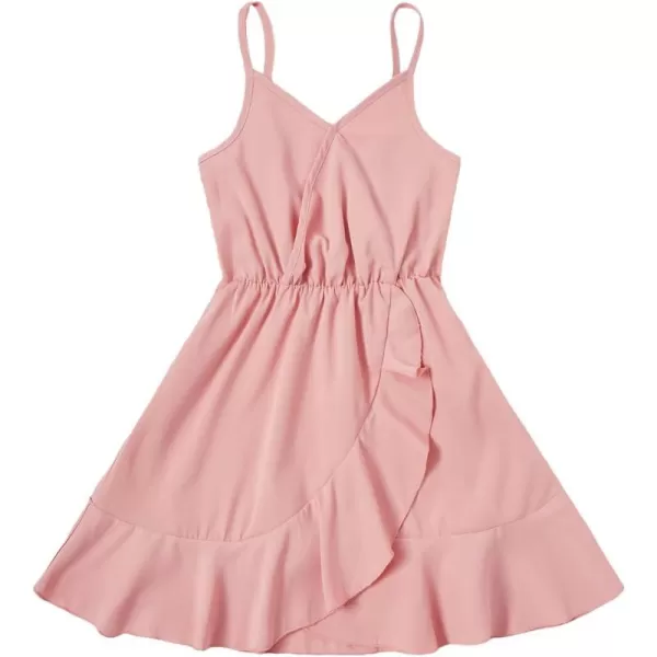 WDIRARA Toddler Girl's Striped Sleeveless Wrap Ruffle Hem High Waist Cami Dress