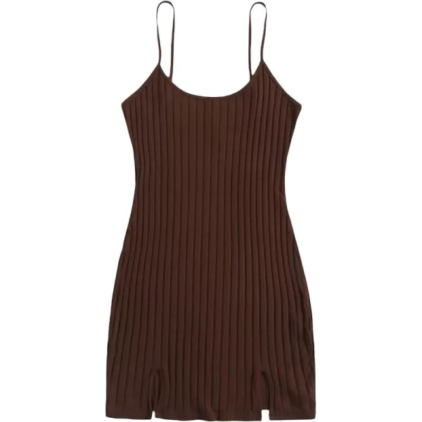WDIRARA Women's Plus Size Split Front Sleeveless Rib Knit Bodycon Dress