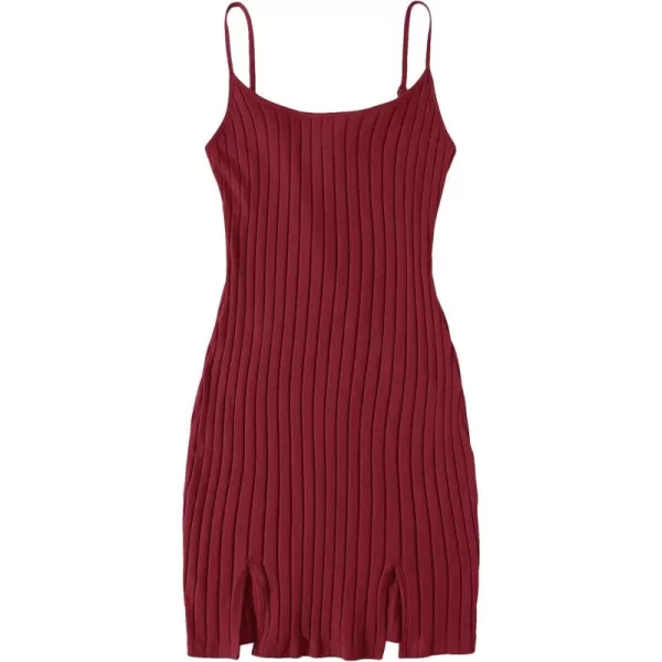 WDIRARA Women's Plus Size Split Front Sleeveless Rib Knit Bodycon Dress