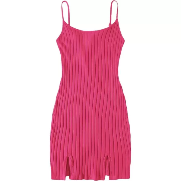 WDIRARA Women's Plus Size Split Front Sleeveless Rib Knit Bodycon Dress
