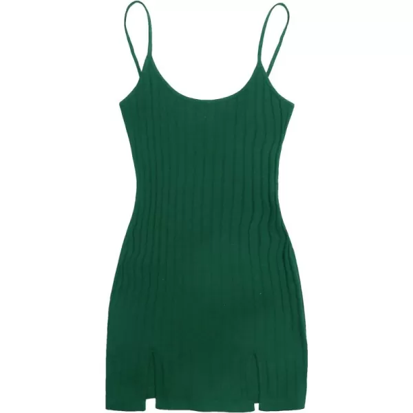 WDIRARA Women's Plus Size Split Front Sleeveless Rib Knit Bodycon Dress