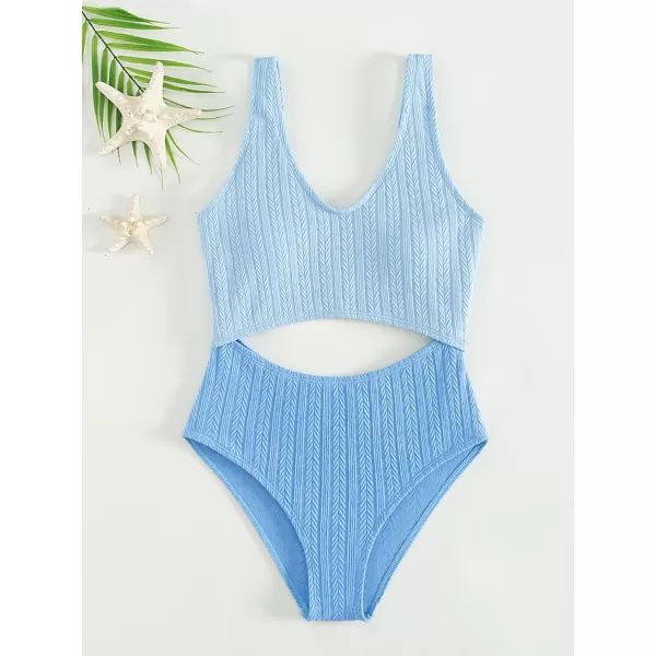 WDIRARA Girl's Cute Print Cut Out One Piece Swimsuit Tie Front Monokini