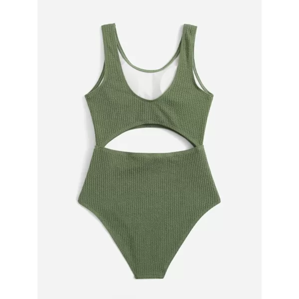 WDIRARA Girl's Cute Print Cut Out One Piece Swimsuit Tie Front Monokini