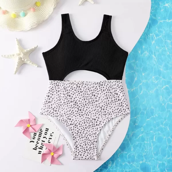 WDIRARA Girl's Cute Print Cut Out One Piece Swimsuit Tie Front Monokini