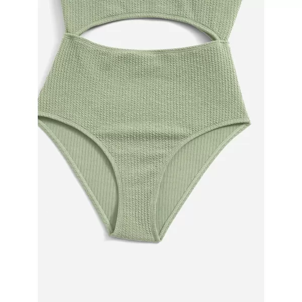 WDIRARA Girl's Cute Print Cut Out One Piece Swimsuit Tie Front Monokini