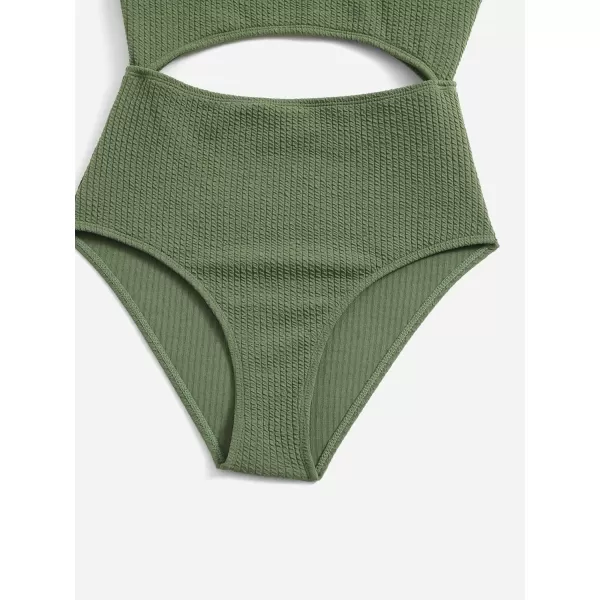 WDIRARA Girl's Cute Print Cut Out One Piece Swimsuit Tie Front Monokini