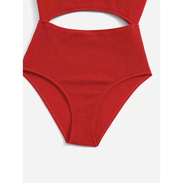 WDIRARA Girl's Cute Print Cut Out One Piece Swimsuit Tie Front Monokini