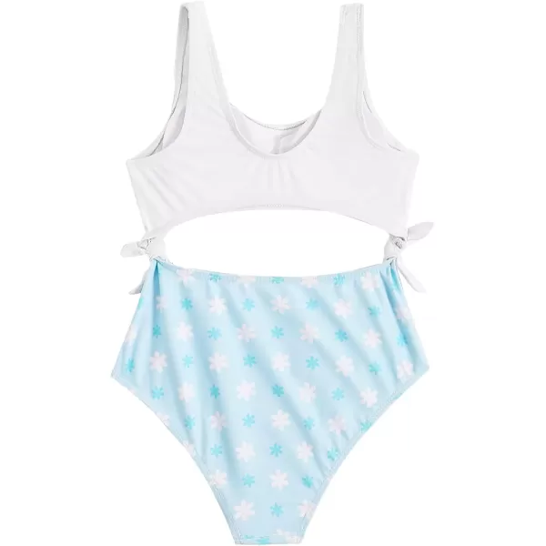 WDIRARA Girl's Cute Print Cut Out One Piece Swimsuit Tie Front Monokini