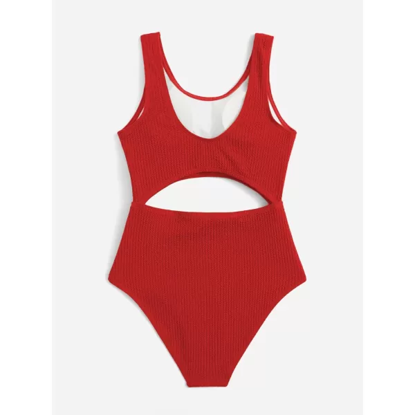 WDIRARA Girl's Cute Print Cut Out One Piece Swimsuit Tie Front Monokini