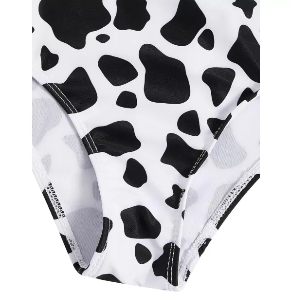 WDIRARA Girl's Cute Print Cut Out One Piece Swimsuit Tie Front Monokini