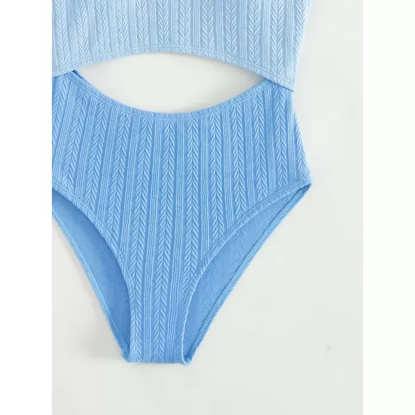 WDIRARA Girl's Cute Print Cut Out One Piece Swimsuit Tie Front Monokini