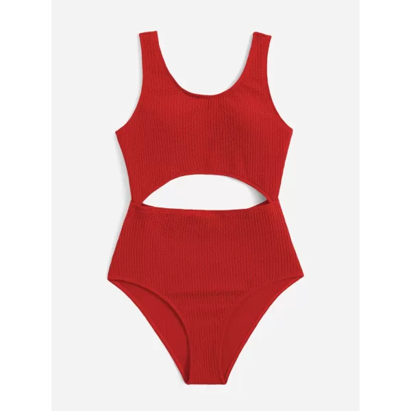 WDIRARA Girl's Cute Print Cut Out One Piece Swimsuit Tie Front Monokini