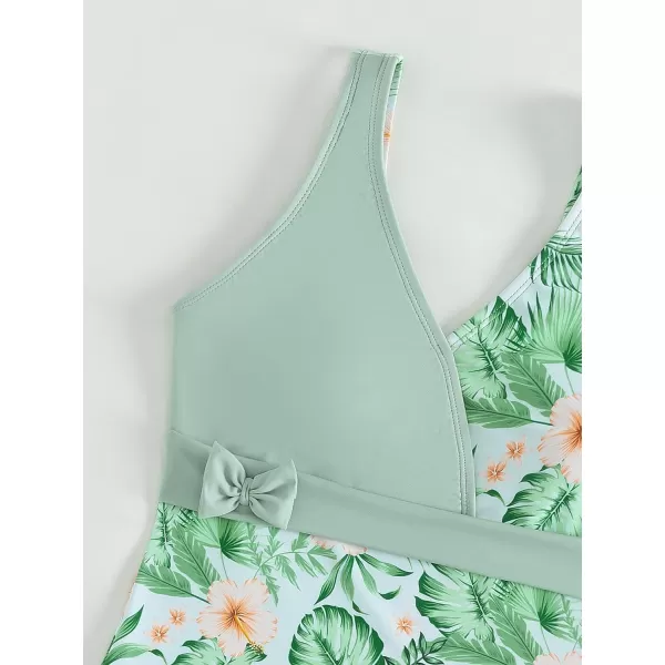 WDIRARA Girl's Swimwear Striped Knot Side Sleeveless One Piece Swimsuit Bathing Suits