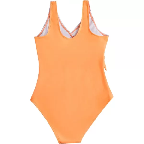 WDIRARA Girl's Swimwear Striped Knot Side Sleeveless One Piece Swimsuit Bathing Suits