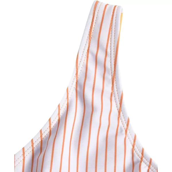 WDIRARA Girl's Swimwear Striped Knot Side Sleeveless One Piece Swimsuit Bathing Suits