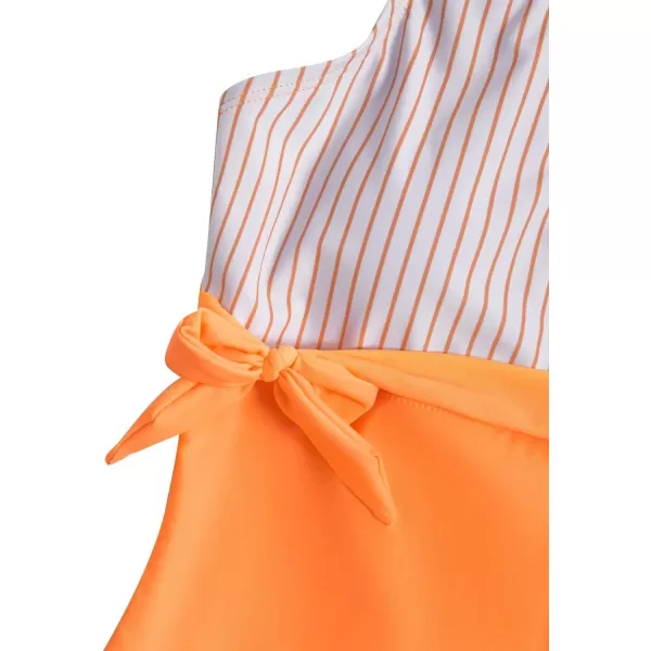 WDIRARA Girl's Swimwear Striped Knot Side Sleeveless One Piece Swimsuit Bathing Suits