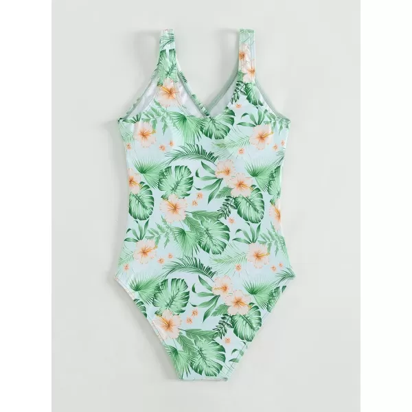 WDIRARA Girl's Swimwear Striped Knot Side Sleeveless One Piece Swimsuit Bathing Suits