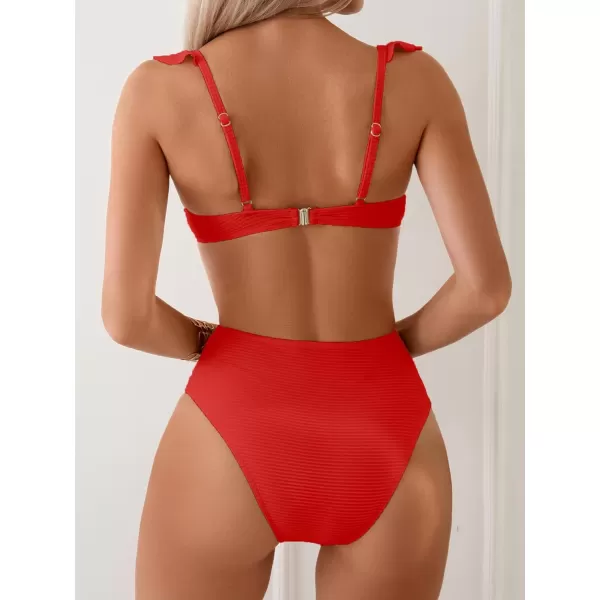 WDIRARA Women's 3D Floral Decor Cut Out Textured One-Piece Bikini Swimwear Backless Sleeveless Cheeky Swimsuit