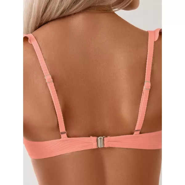 WDIRARA Women's 3D Floral Decor Cut Out Textured One-Piece Bikini Swimwear Backless Sleeveless Cheeky Swimsuit