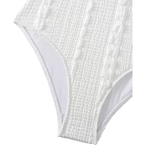 WDIRARA Women's Backless Frill Trim One Piece Swimsuit Sleeveless V Neck Solid Bathing Suit