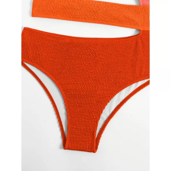 WDIRARA Women's Color Block One Piece Cut Out Swimsuit One Shoulder Bathing Suit