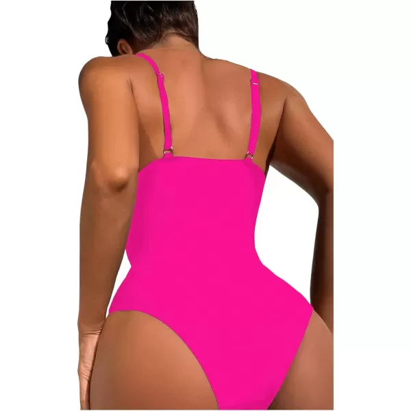 WDIRARA Women's Color Block Pearls Push Up One Piece Swimsuit Monokini Bathing Suit