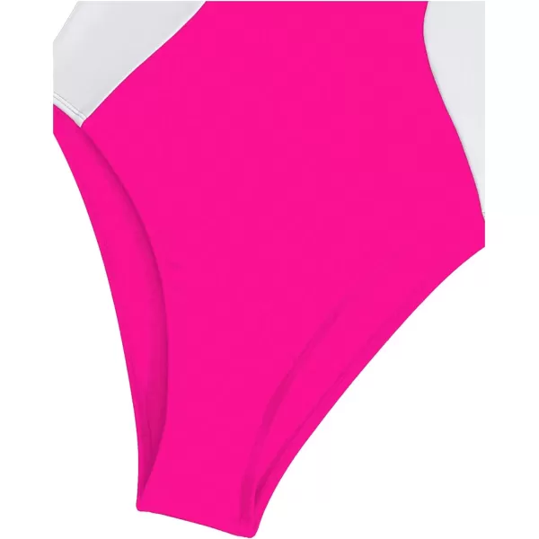WDIRARA Women's Color Block Pearls Push Up One Piece Swimsuit Monokini Bathing Suit