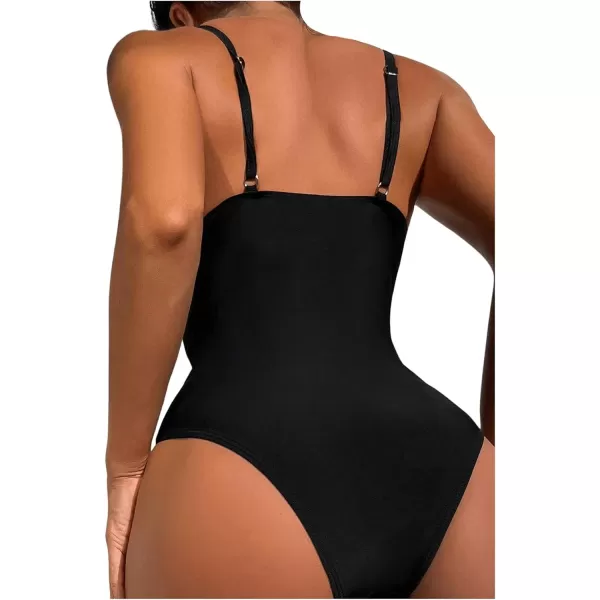 WDIRARA Women's Color Block Pearls Push Up One Piece Swimsuit Monokini Bathing Suit