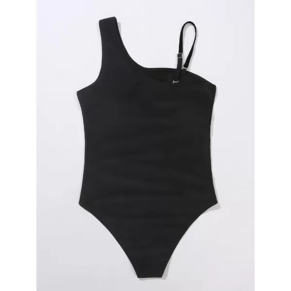 WDIRARA Women's Colorblock Cut Out One Piece Swimsuit Mesh One Shoulder Bathing Suit