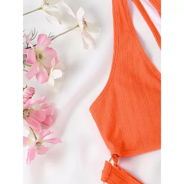 WDIRARA Women's Cut Out One Shoulder Ring High Cut Cheeky Thong One Piece Swimsuit